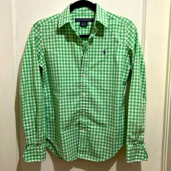 Ralph Lauren Sport Boys 6 Green White Gingham Button Up Shirt New w/o Tags! - Picture 7 of 7